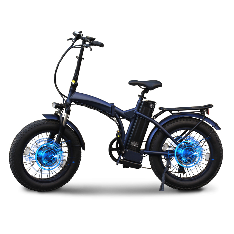 20*4.0  inch 48v 500w dual hub motor rear drive  front suspension folding fat electric mountain bike bicycle