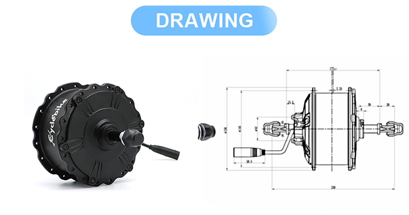 drawing of DIY High Power 350w Brushless Direct Hub Electric Bike Motor for sale drawing of DIY High Power 350w Brushless Direct Hub Electric Bike Motor for sale
